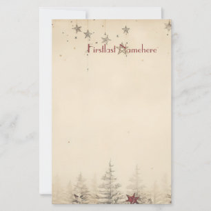 Maak Je Eigen Vintage Grijze Rode Yule Briefpapier