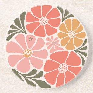 Maak Je Eigen Vintage Groovy Retro Lotus Zandsteen Onderzetter