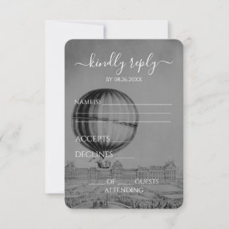 Maak Je Eigen Vintage Heet Luchtballon Bruiloft RSVP Kaartje