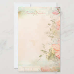 Maak je eigen vintage roze hibiscus tropisch briefpapier