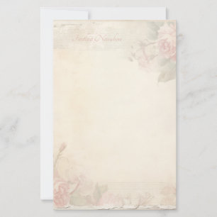 Maak je eigen vintage shabby chic roze pioenrozen briefpapier