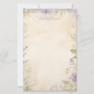 Maak je eigen vintage shabby chic viooltjes paars briefpapier