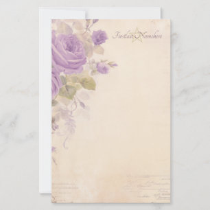 Maak Je Eigen Vintage Shabby Paarse Rozen Bloemstu Briefpapier