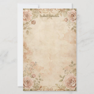Maak Je Eigen Vintage Zacht Roze Rozen Briefpapier