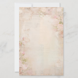 Maak je eigen vintage zachte roze rozen ephemera briefpapier