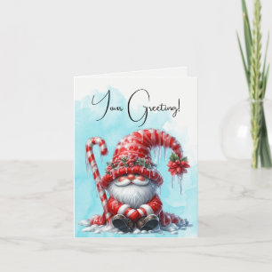 Maak je eigen vrolijke pepermunt Kerstgnome Feestdagen Kaart