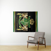 Maak Je Eigen Wapen Groen Gouden Leeuw Embleem Wandkleed (In Situ (horizontaal))