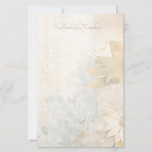 Maak je eigen winterharde gouden poinsettia bloems briefpapier