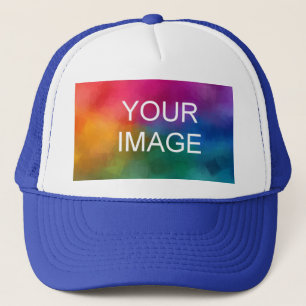 Maak Je Eigen Witte En Koninklijk Blauwe Elegante Trucker Pet