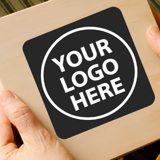 Maak je eigen zwarte bedrijfslogo promo vierkante sticker