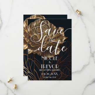 Maak Je Eigen Zwarte Gouden Bloemen Bruiloft Save The Date