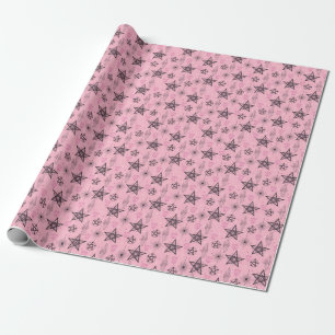 Maak Je Eigen Zwarte Pentagrammen Roze Kristallen Cadeaupapier