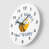 Maak je geen zorgen "Bee" Happy Large Wall Clock Grote Klok (Hoek)