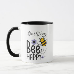 Maak je geen zorgen Bee Happy Purple Flowers Mok
