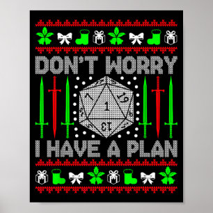 Maak je geen zorgen, ik heb een plan Kerst D20 lel Poster