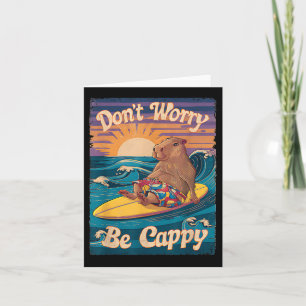 Maak je geen zorgen over Cappy Funny Capybara Surf Kaart