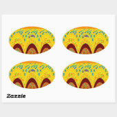 Maak je geen zorgen over Happy Art Print Design Ovale Sticker (Vel)