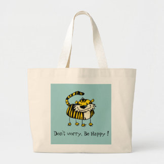 Maak je geen zorgen, wees blij! grote tote bag