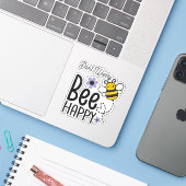 Maak je geen zorgen Wees blij met het script hart  Sticker (Laptop met iPhone)