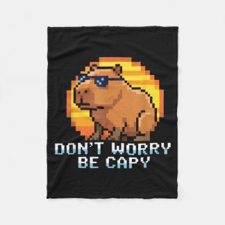 Maak je geen zorgen Wees Capy Grappige 8 Bit Pixel Fleece Deken