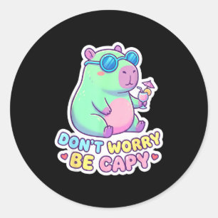 Maak je geen zorgen wees capy schattig kawaii capi ronde sticker