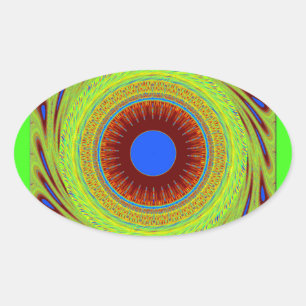 Maak je geen zorgen, wees een vrolijke kunstprint ovale sticker