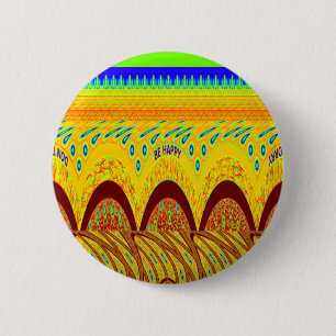 Maak je geen zorgen, wees gelukkig Kunstprint ontw Ronde Button 5,7 Cm
