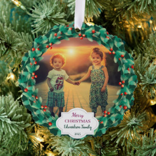 Maak je Kerstmis familiefoto kerst Ornament Kaart