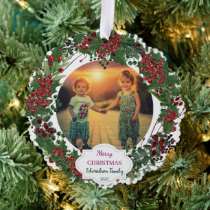 Maak je Kerstmis familiefoto kerst Ornament Kaart