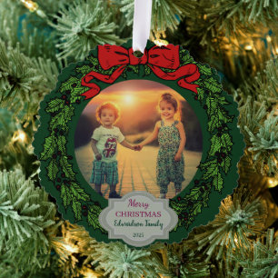 Maak je Kerstmis familiefoto kerst Ornament Kaart