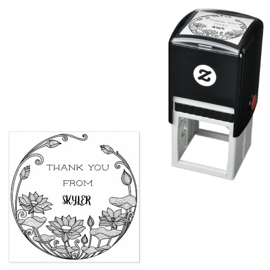 Maak je stijlvolle zonnebloemen bedankt aangepaste  zelfinktende stempel (In situ)