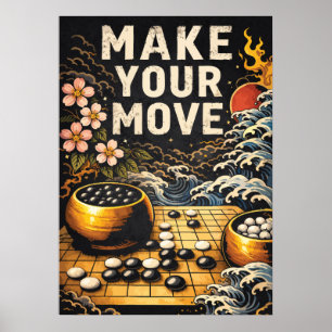 Maak Je Zet, Japans Go Bord, Succes Schaken Poster