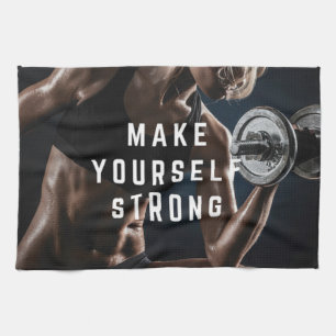 Maak jezelf sterk. Women's Workout Motivatie Theedoek