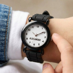 Maak Jouw Aangepaste Naam Persoonlijke Jongens Zwa Horloge