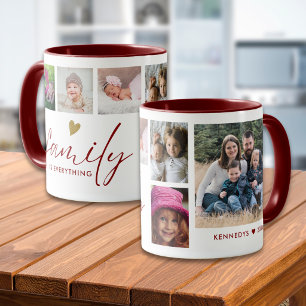 Maak Jouw Eigen 6 Familie Foto Collage Maroon Mok