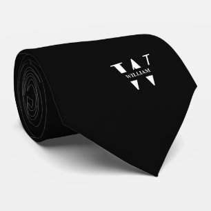 Maak Jouw Eigen Aangepaste Monogram En Naam Zwart Stropdas