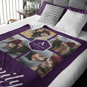 Maak Jouw Eigen Foto Collage met 4 Foto's Familie  Fleece Deken