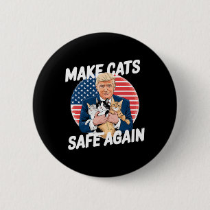 Maak katten weer veilig Stem Trump Red onze huisdi Ronde Button 5,7 Cm