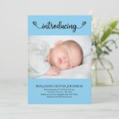 Maak kennis met Baby Boy met Butterflies Blue Birt Aankondiging (Staand voorkant)