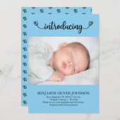 Maak kennis met Baby Boy met Butterflies Blue Birt Aankondiging (Voorkant / Achterkant)