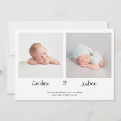 Maak kennis met baby's script hart 3 foto baby twe aankondiging (Achterkant)