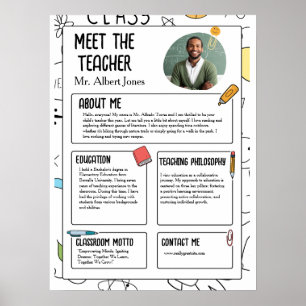 Maak kennis met de leraar moderne terug naar schoo poster