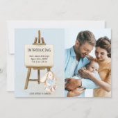 Maak kennis met Easel & Bunny Photo Baby Birth Aankondiging (Voorkant)