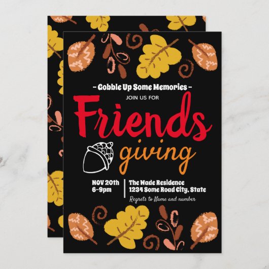 Maak kennis met Friendsgiving Leaf Pattern Kaart (Voorkant / Achterkant)