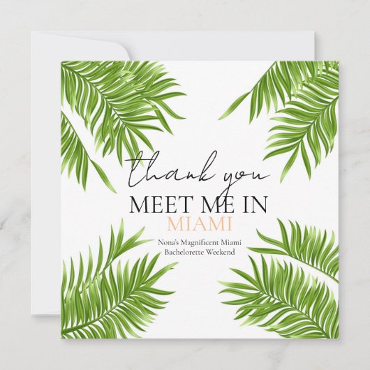 Maak kennis met Miami Bachelorette Party Vakantie Bedankkaart (Voorkant)