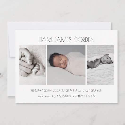 Maak kennis met Script Custom Photo Collage Baby B Aankondiging (Achterkant)