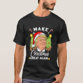 Maak Kerst Groot Weer Grappig Trump 2024 Kerstman T-shirt (Voorkant)