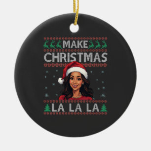 Maak Kerst La La La Ugly Xmas Sweater Kamala Keramisch Ornament