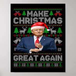 Maak kerst weer geweldig Grappig Trump Santa Hat X Poster