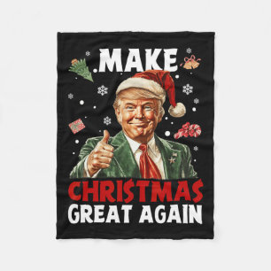 Maak kerst weer geweldig Kerstman Grappig Trump Ke Fleece Deken